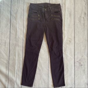 Paige Edgemont Skinny Ankle moto jeans zippers purple 29